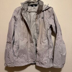REI Women's Light Gray rain jacket